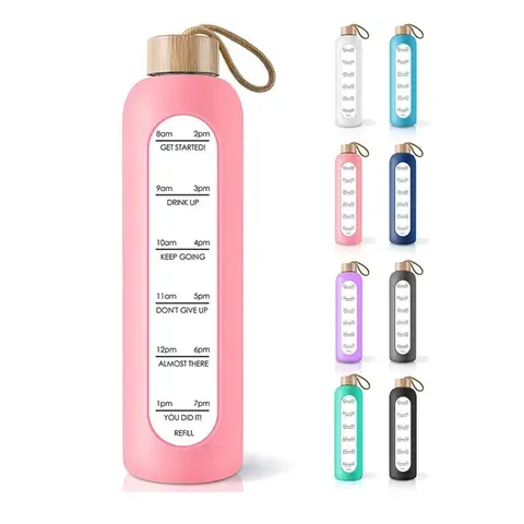 BPA-freie Glasflasche 1L mit Silikonhülle