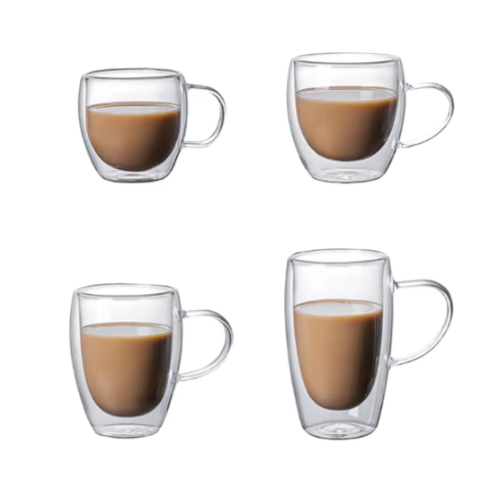 Klarer Doppelwand-Glasbecher 16oz spülmaschinenfest