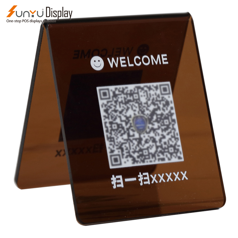 V-förmiger Acryl QR-Code Doppelseiten Display 4