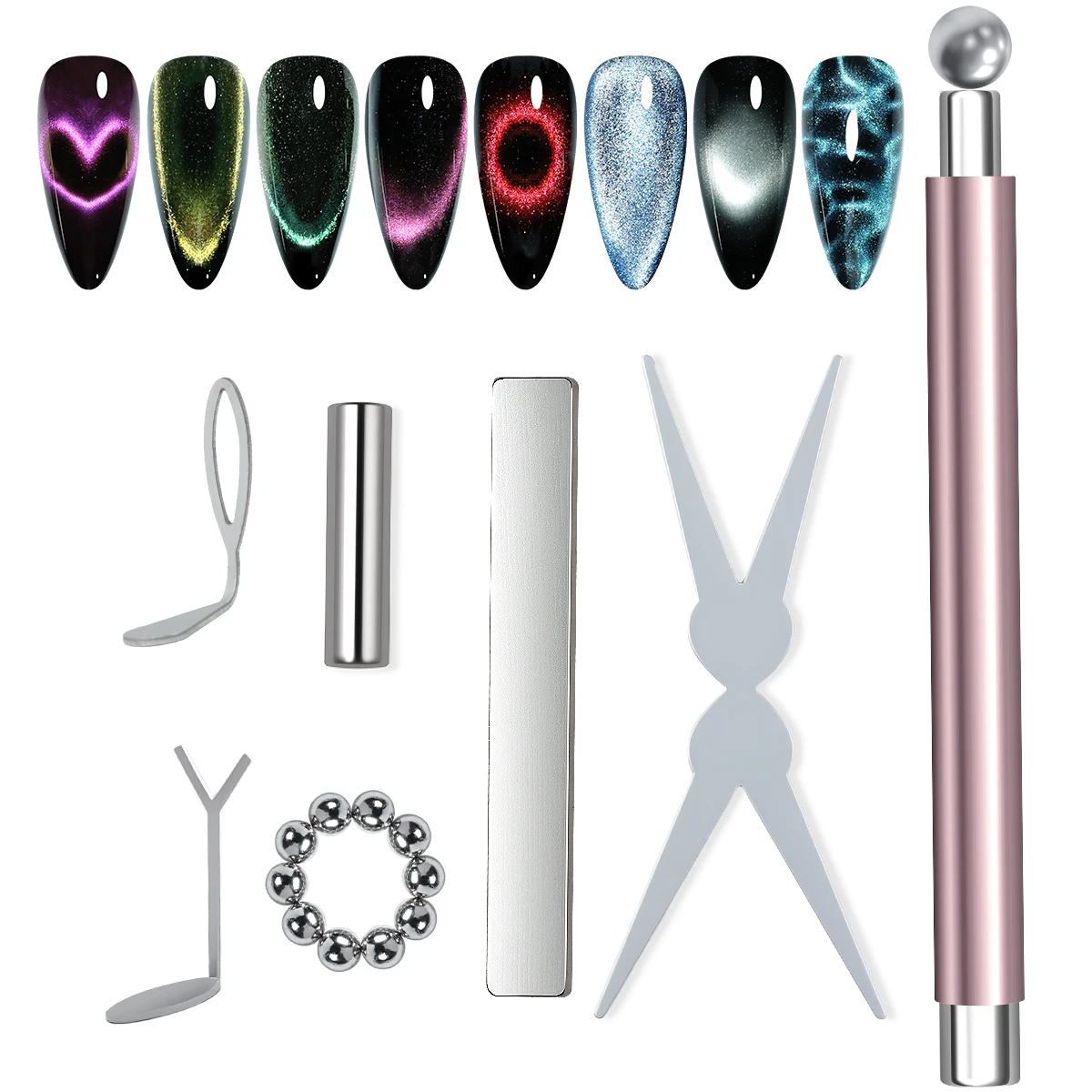 Katzenaugen-Magnet-Set mit Y-Eisen, 3–7-teilig