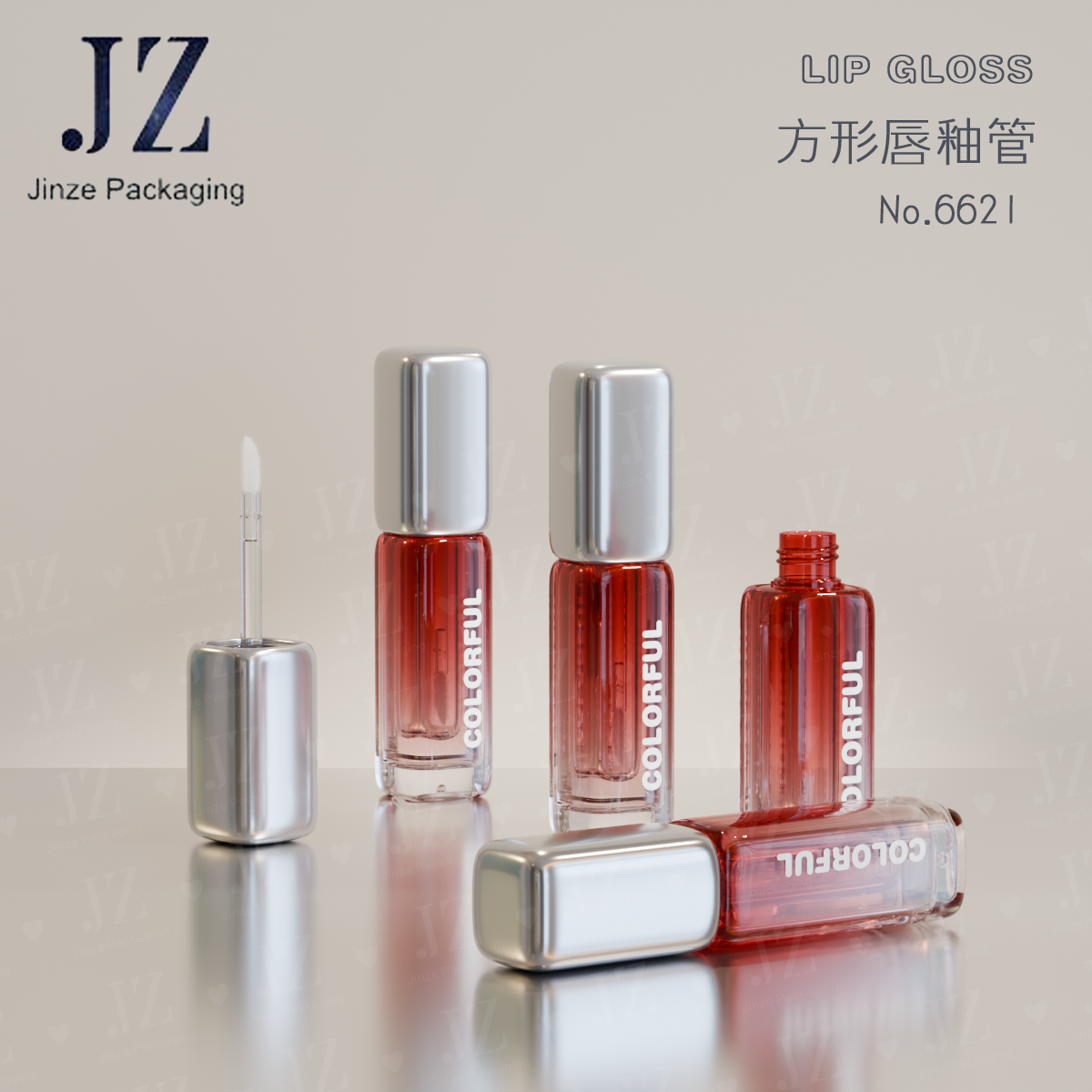 Quadratischer Lipgloss-Tube mit Applikator 6ml 4