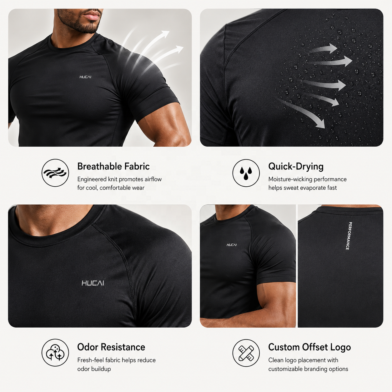 Herren Nylon-Spandex Muscle Fit Kompressionsshirt 3