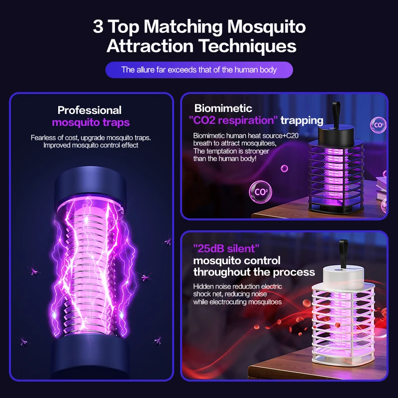 Geräuschlose USB-Mückenfalle mit UV-Licht 3