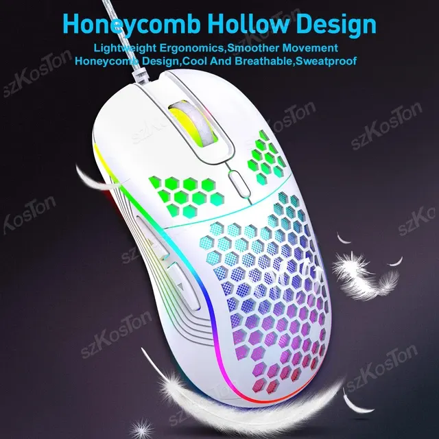 Wabenförmige RGB-Gaming-Maus kabelgebunden 2