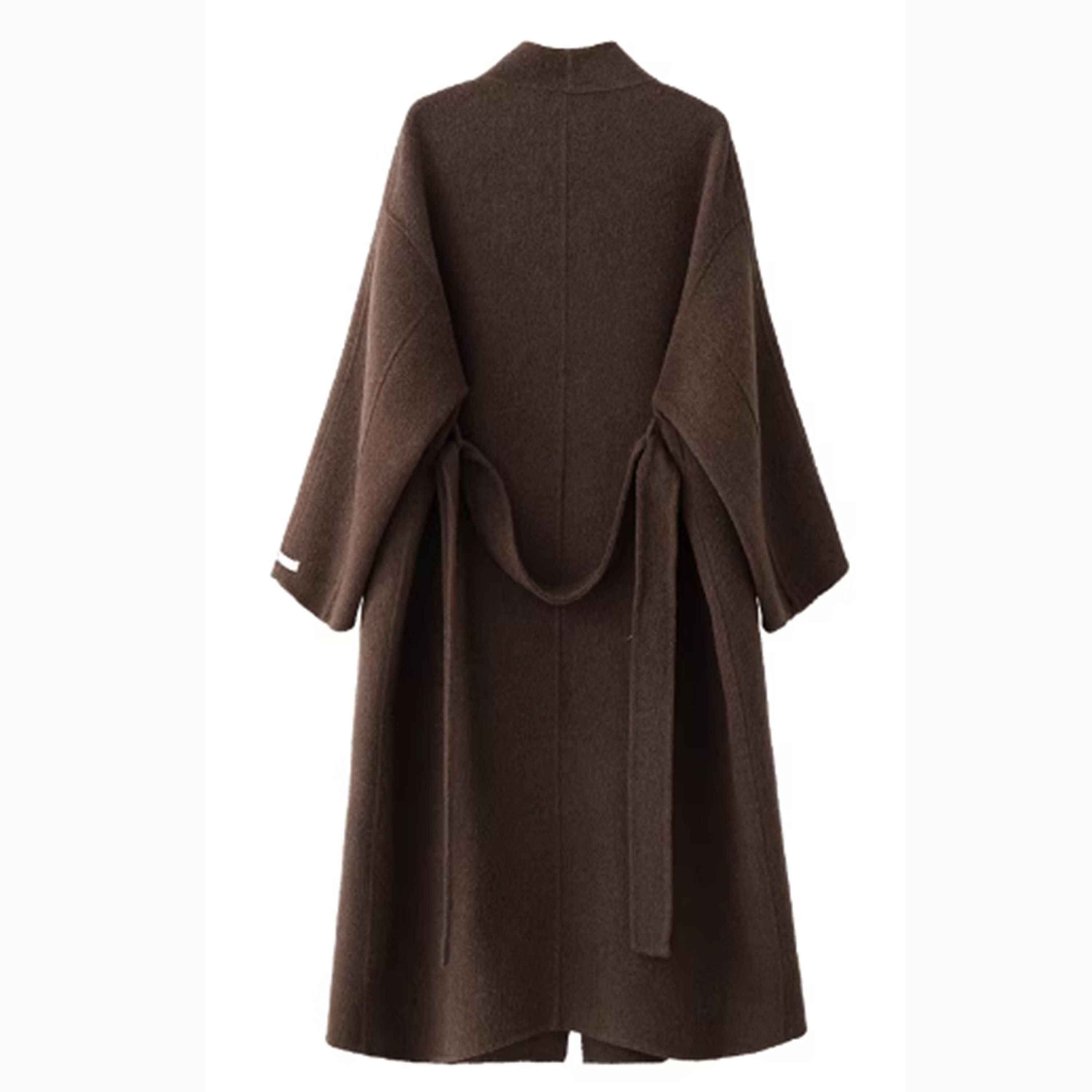 Kragenloser Maxi-Wickelmantel Oversize Wollmischung 2