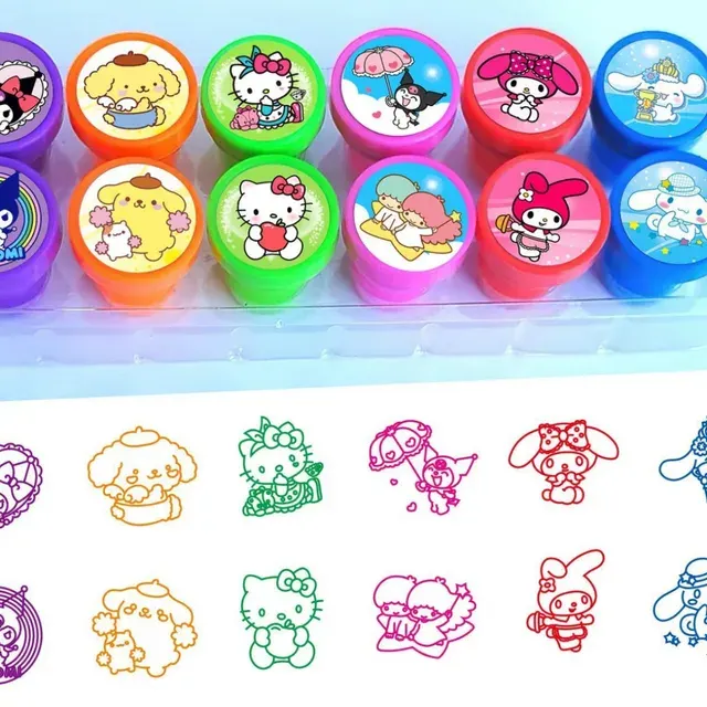 Kawaii-Cartoon-Stempelset für Kinder, 12 Stück 1