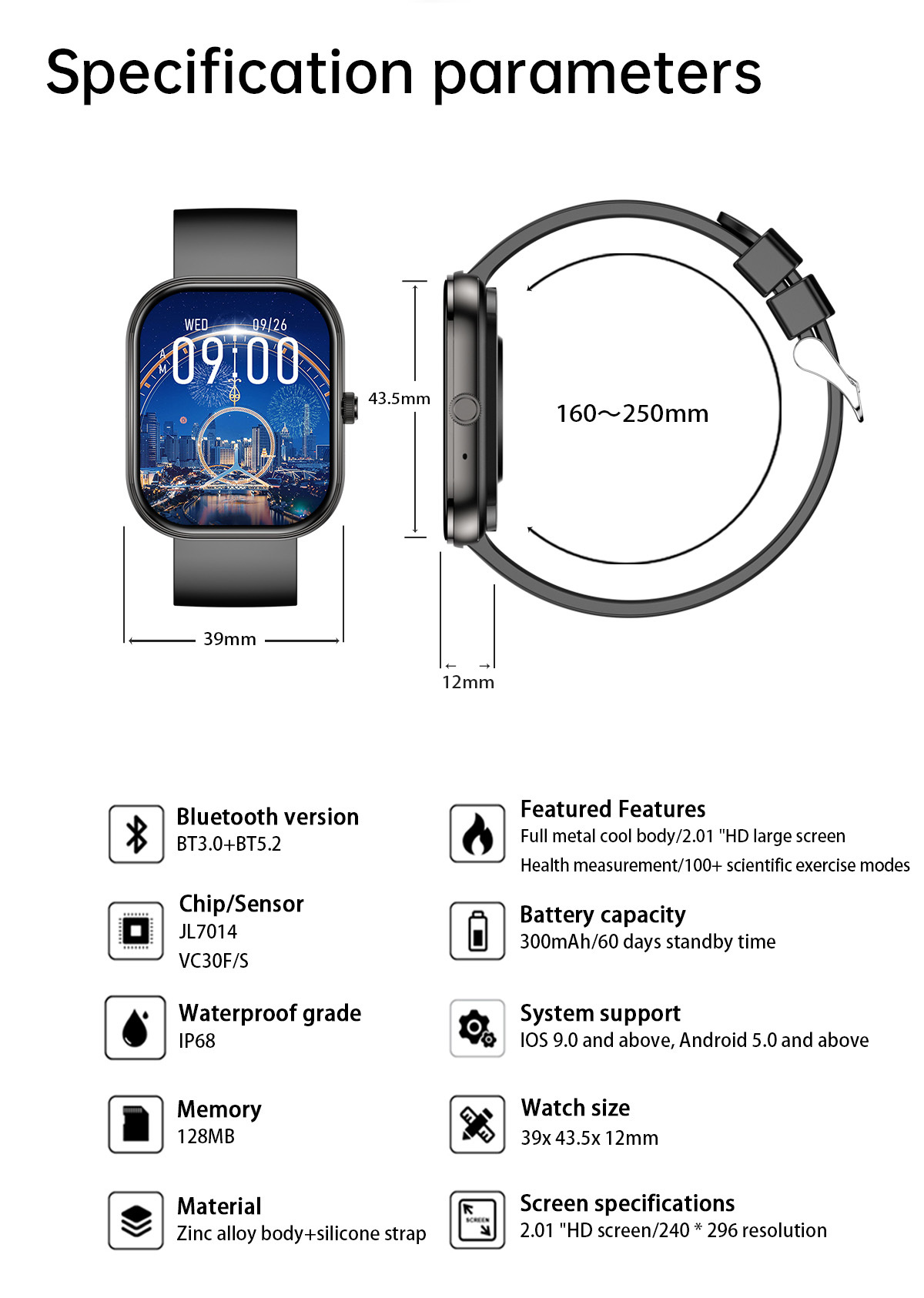 Wasserdichte Smartwatch mit Herzfrequenz- und Schlafmessung 4