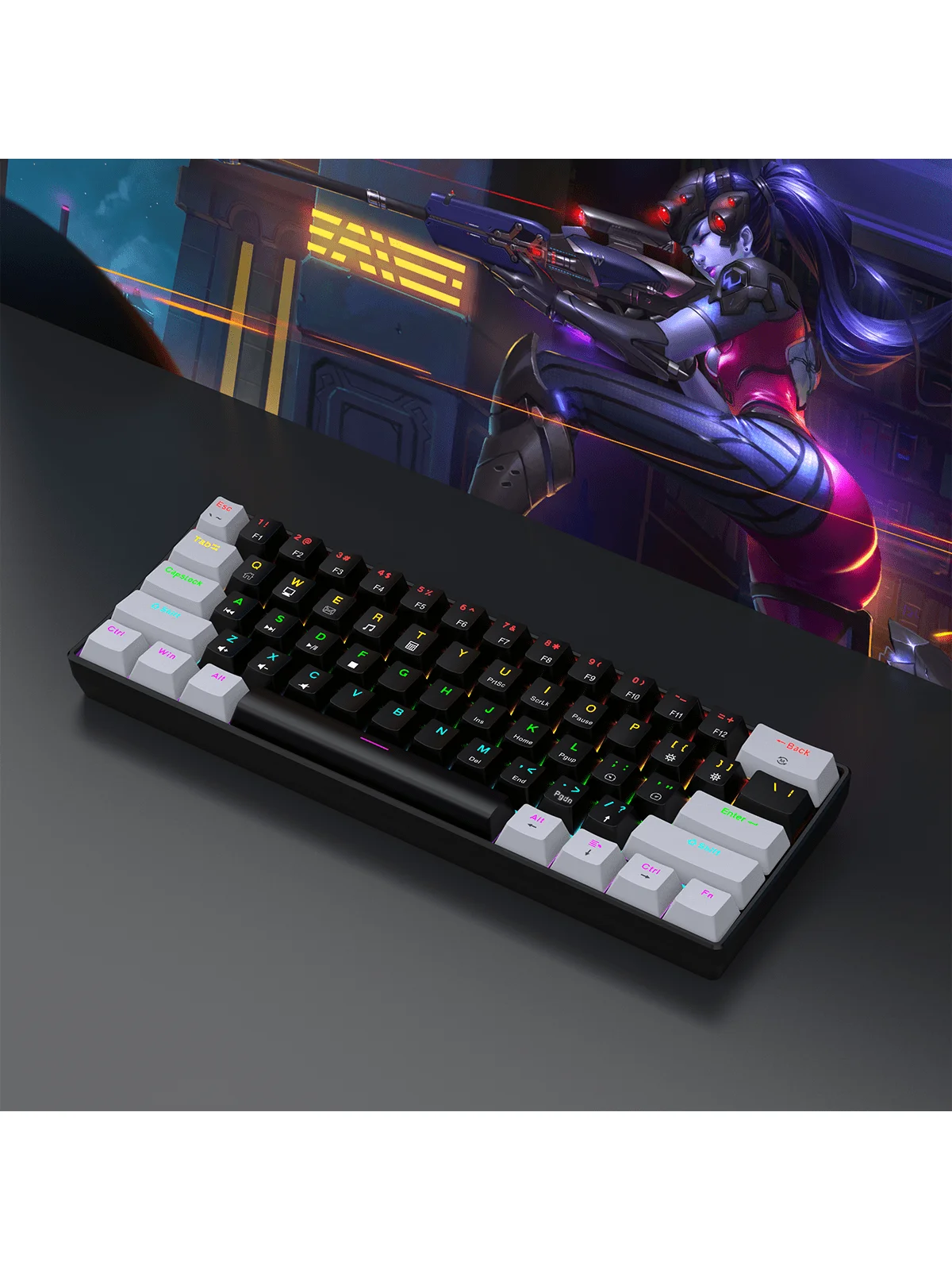 Kompakte 60%-Gaming-Tastatur, kabelgebunden, RGB 3