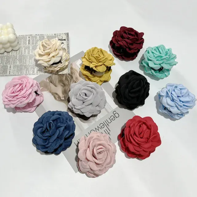 Französische Stoff-Rosen-Haarklammer für Frauen 3
