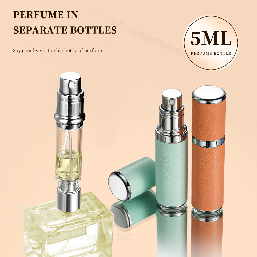 Taschenformat Parfümflasche aus Aluminium mit PU-Leder 2
