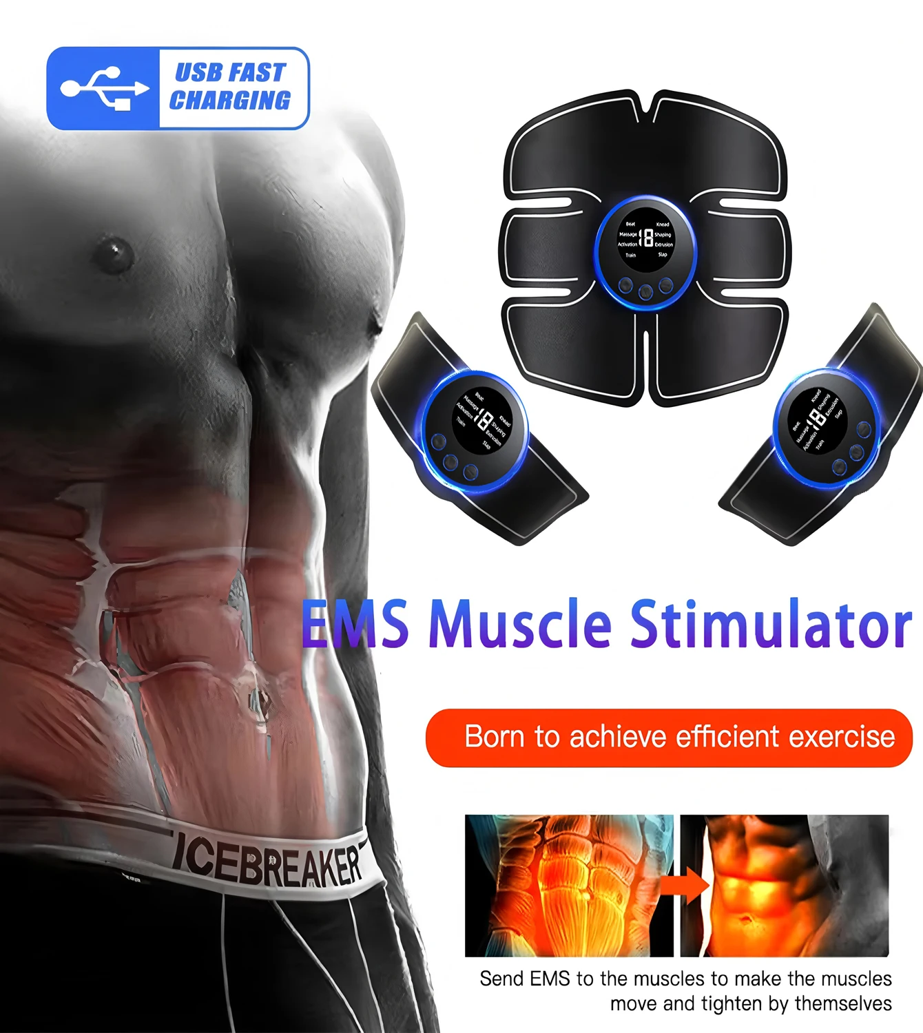 USB-Bauchmuskelstimulator mit Armpatches 4