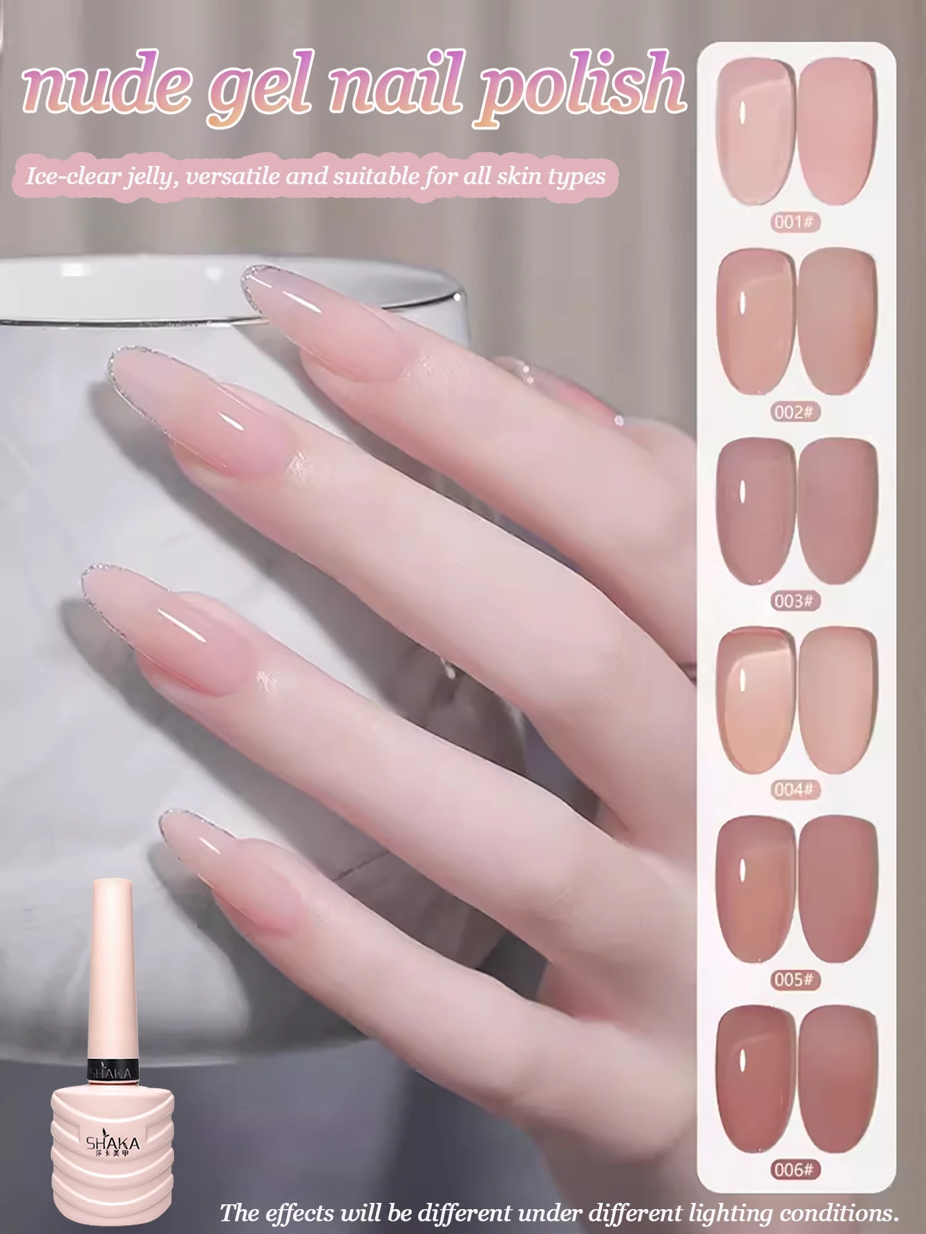 Transparenter Eis-Nude Gel-Nagellack in Rosa 2