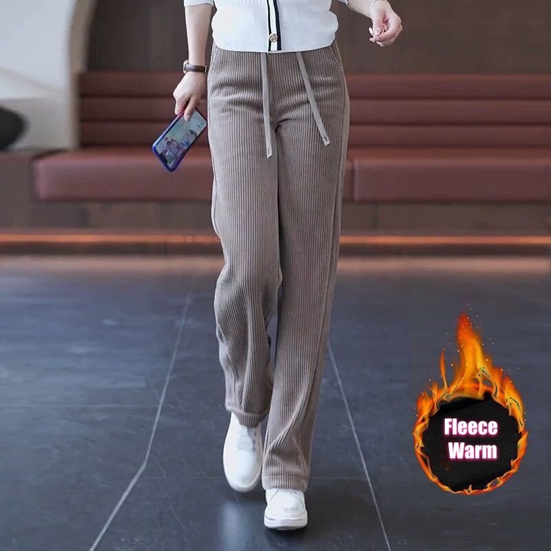 Damen Cordhose Weites Bein Fleece gefüttert 3