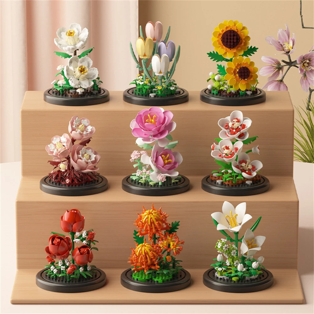 Mikro-Bausteine Blumen-Modellbausatz für Kinder 3