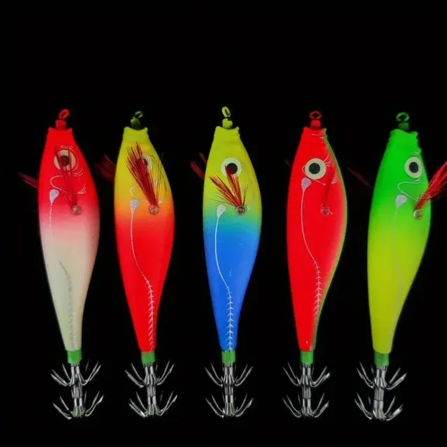 Leuchtende Tintenfisch-Jigs horizontal 4er-Set 3