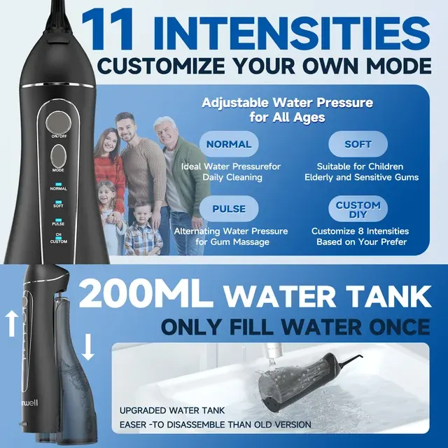 Kabelloser Wasserflosser mit 4 Düsen 3