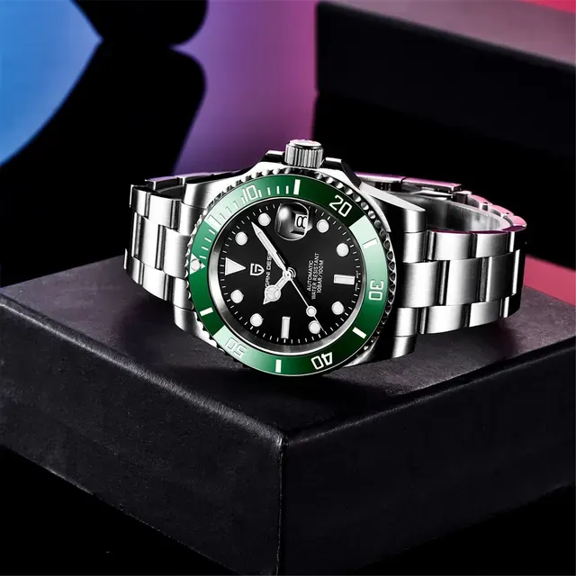 Edelstahl-Herrenuhr 40 mm, wasserdicht, Saphirglas 3