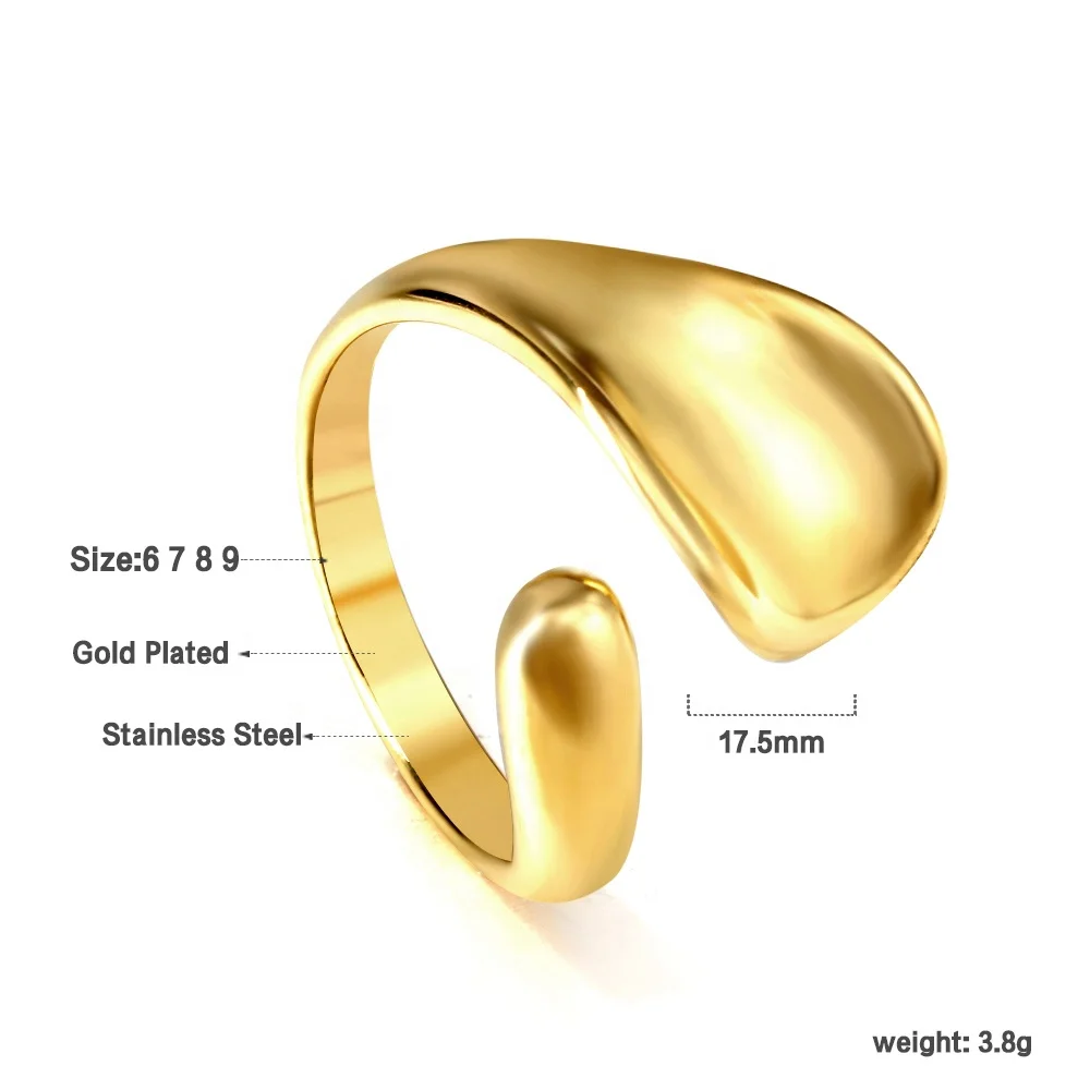 18K Vergoldeter Edelstahl Damen Statement Ring 4