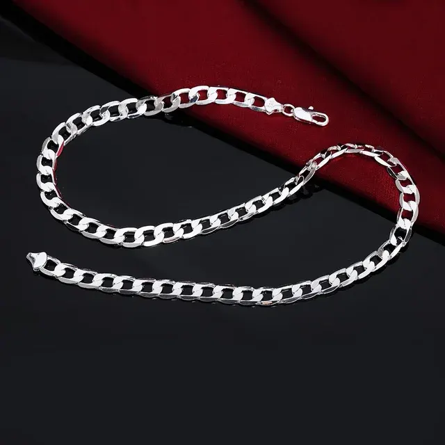 Sterlingsilber Flachkette mit Charms 6mm 4