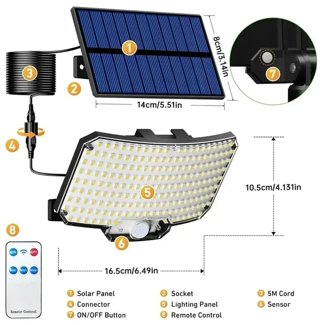 IP65 Solar-Flutlicht mit Bewegungssensor und Fernbedienung 3