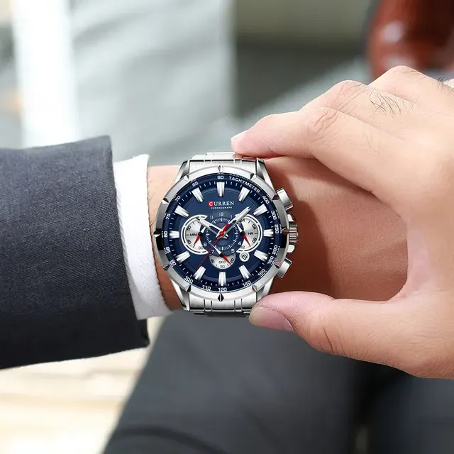 Großes Chronographen-Herrenuhr mit Edelstahlband 4