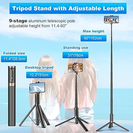 Selfie-Stick-Stativ 152 cm mit Fernbedienung 3