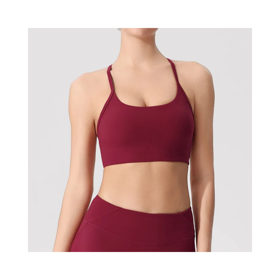 Racerback Sport-BH in Uni-Farbe mit Mittelhalt