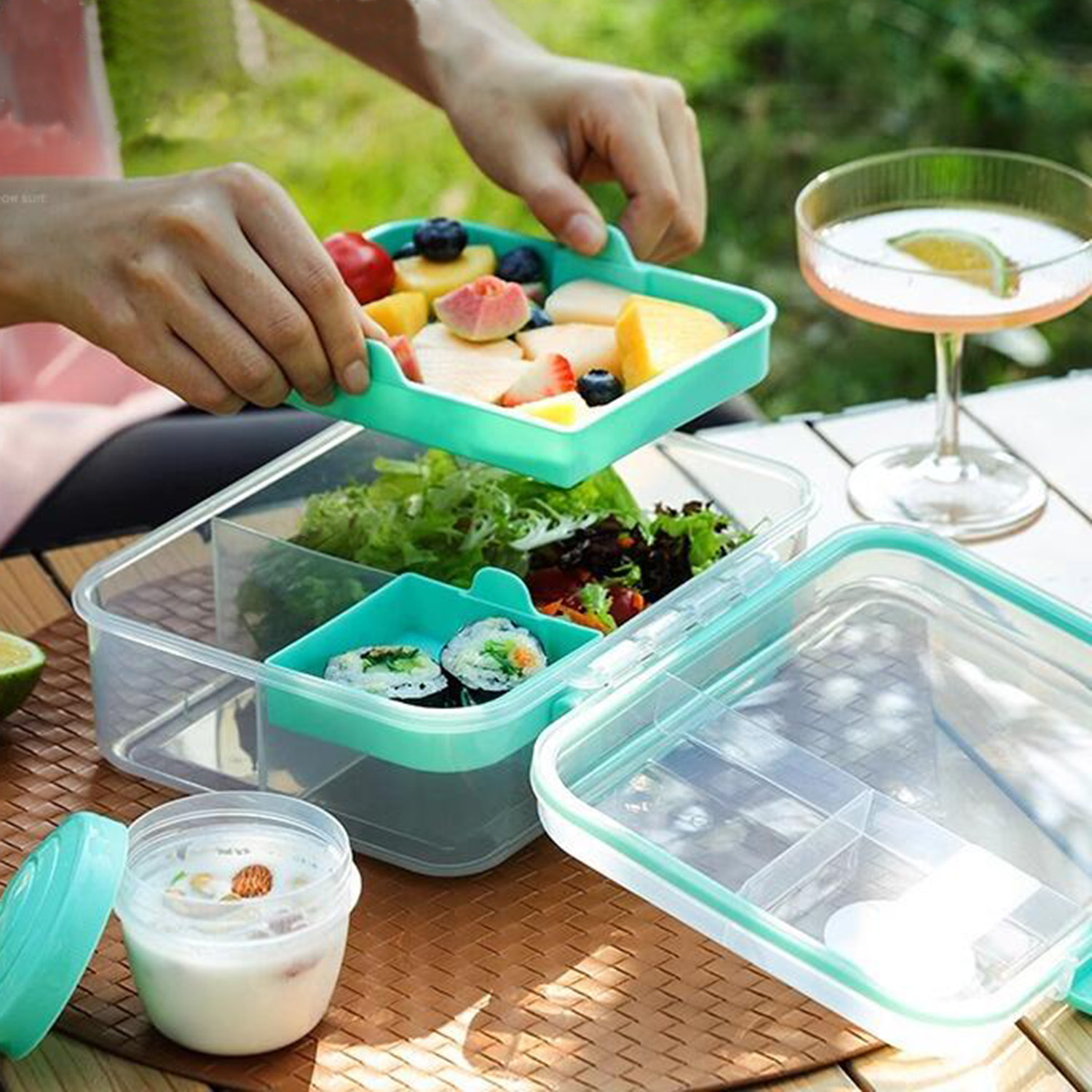 Auslaufsichere Kinder Lunchbox mit 3 Fächern 3