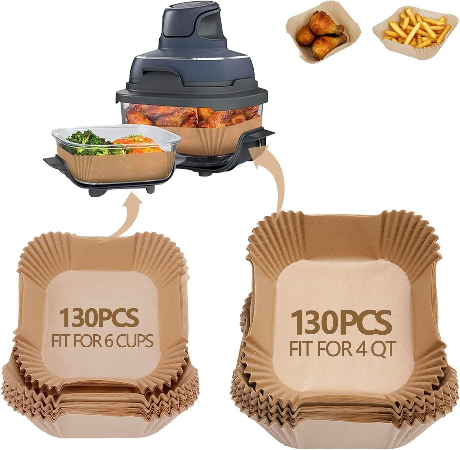 Einweg-Backpapier-Einlagen für Heißluftfritteuse, 50 Stück