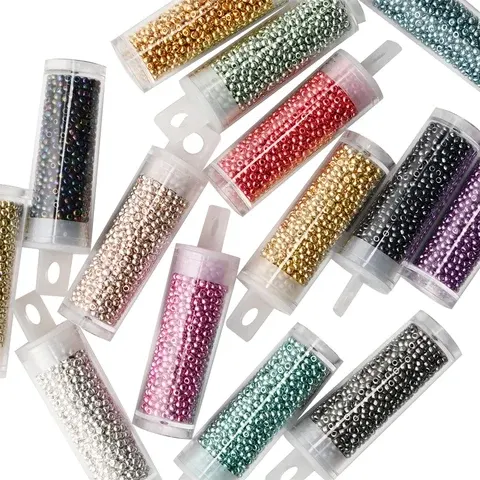 Metallische Glas-Rocailles, 2 mm, 1200 Stück