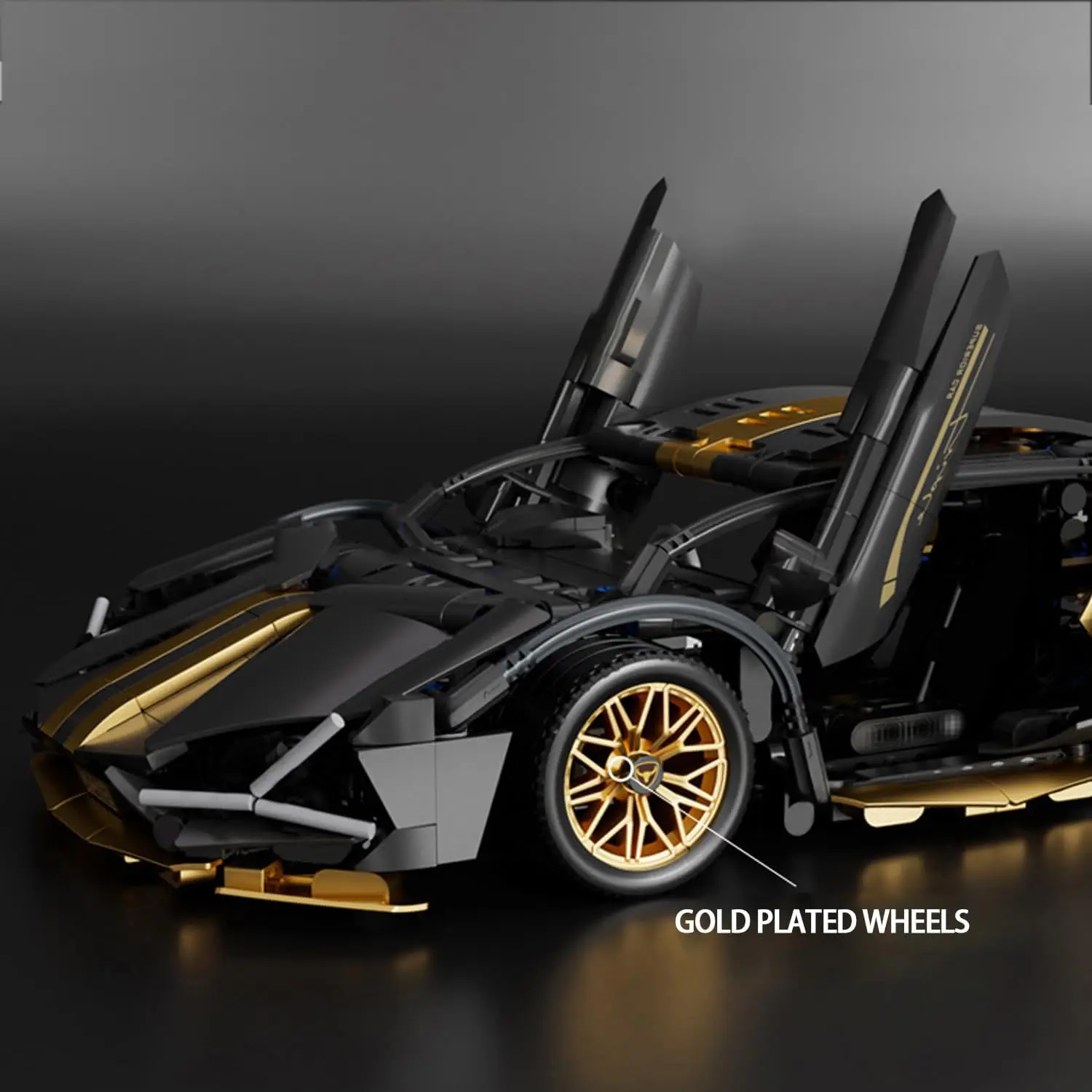 Schwarz-Gold Supercar Bausteinmodell 1280 Teile 3