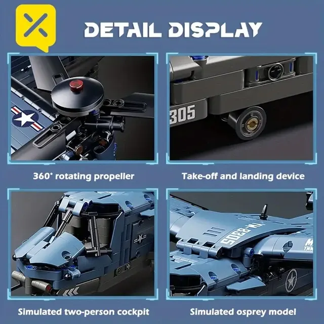 Militär-Osprey Tiltrotor Bausteinset 1480 Teile 3