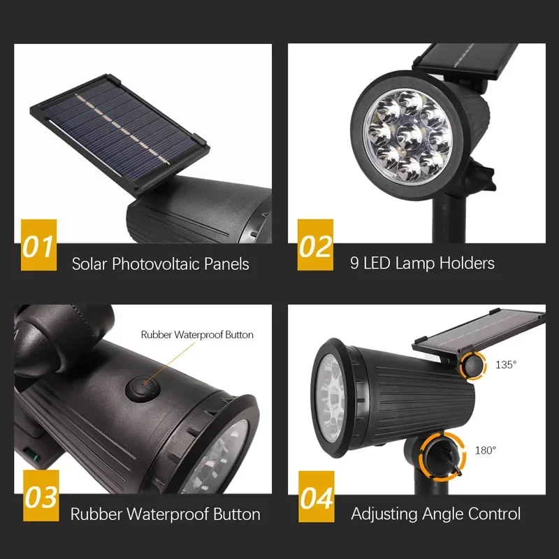 9-LED-Solar-Spotlight für den Außenbereich 4
