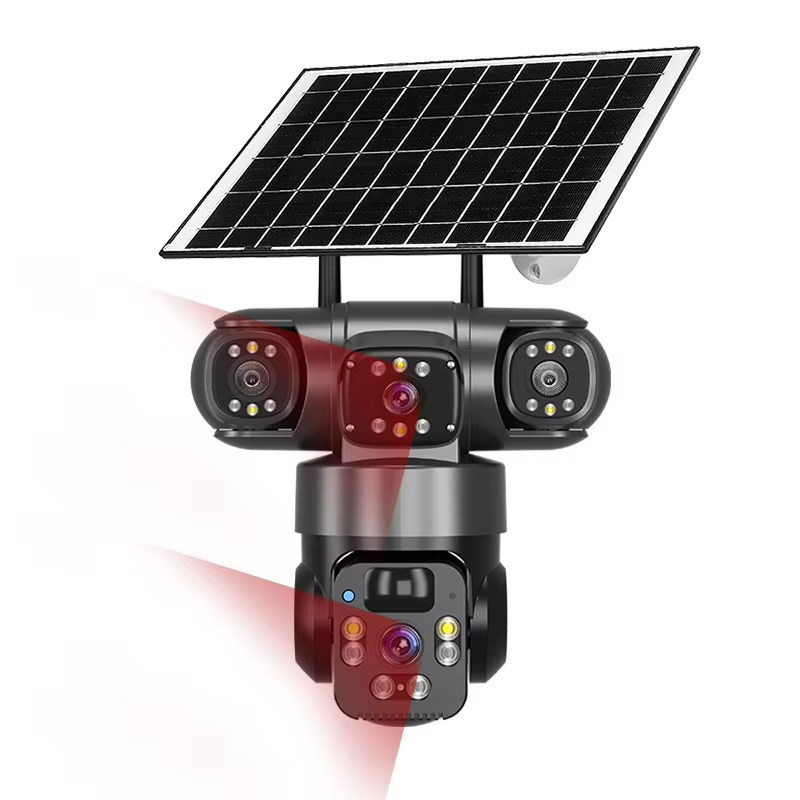 360° Solar-Überwachungskamera mit Dreifachobjektiv 4