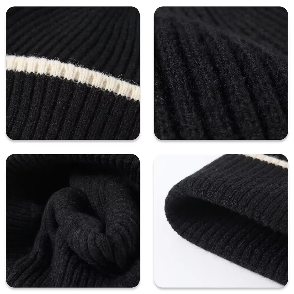 Gestrickte Merinowollmütze mit Umschlag 3