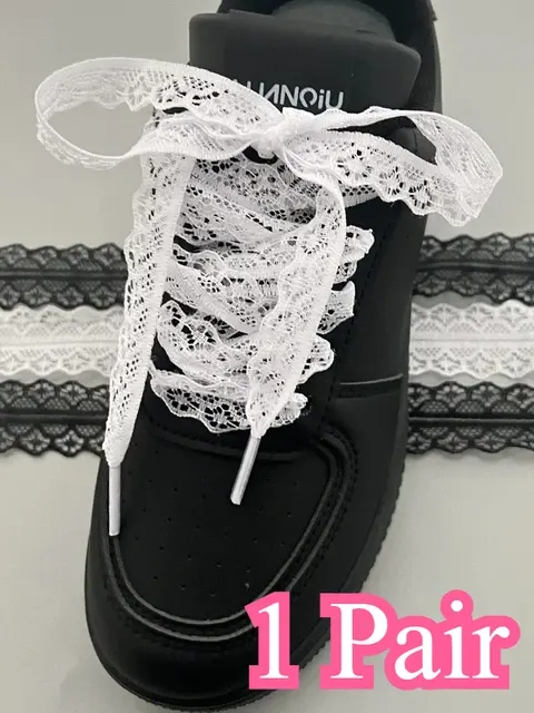 Schwarz-weiße Spitzen-Schnürsenkel für Sneaker, 1 Paar 1