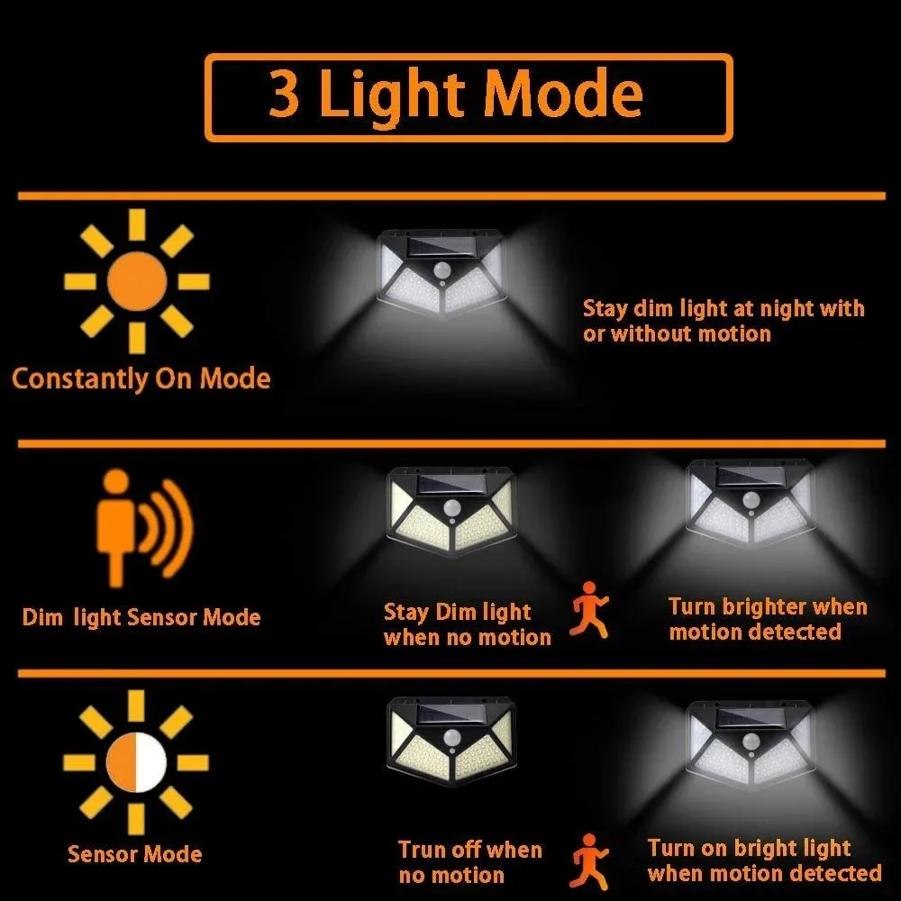 100 LED Solar-Wandleuchte mit Bewegungsmelder 3