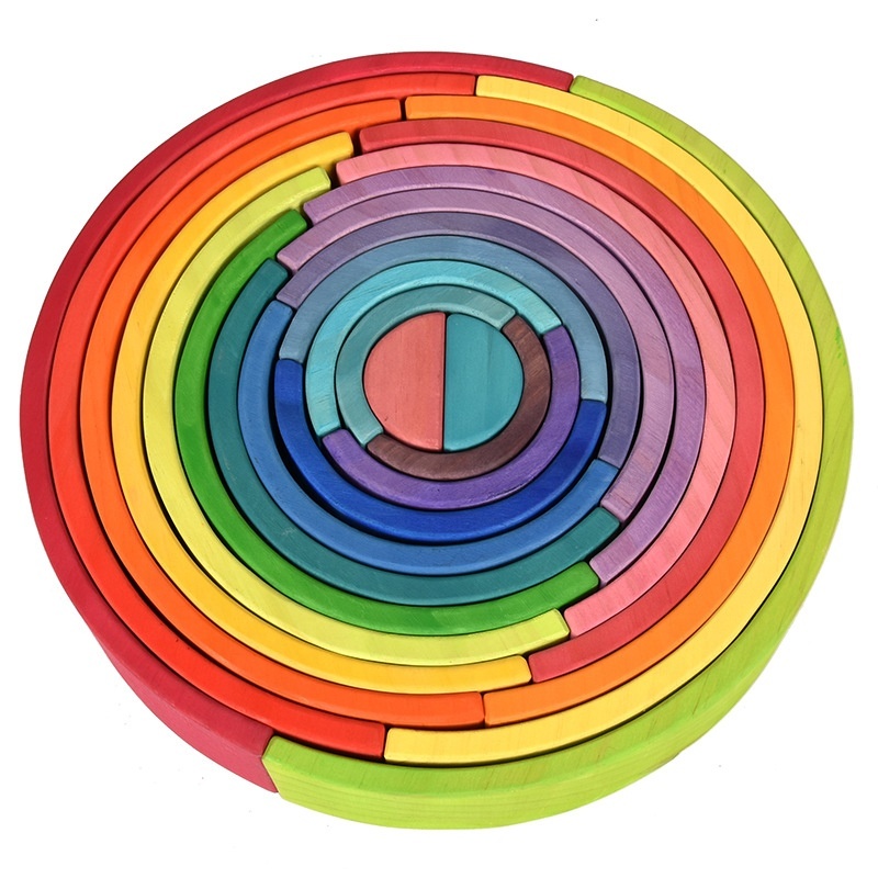 Bunter Regenbogen-Holzbausteine Stapelturm
