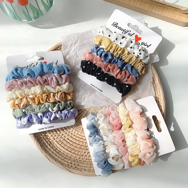 Bunte Satin Haargummis 5er Set 2