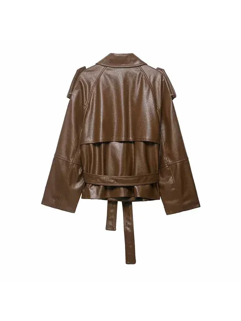 Kunstleder-Jacke mit Gürtel 3
