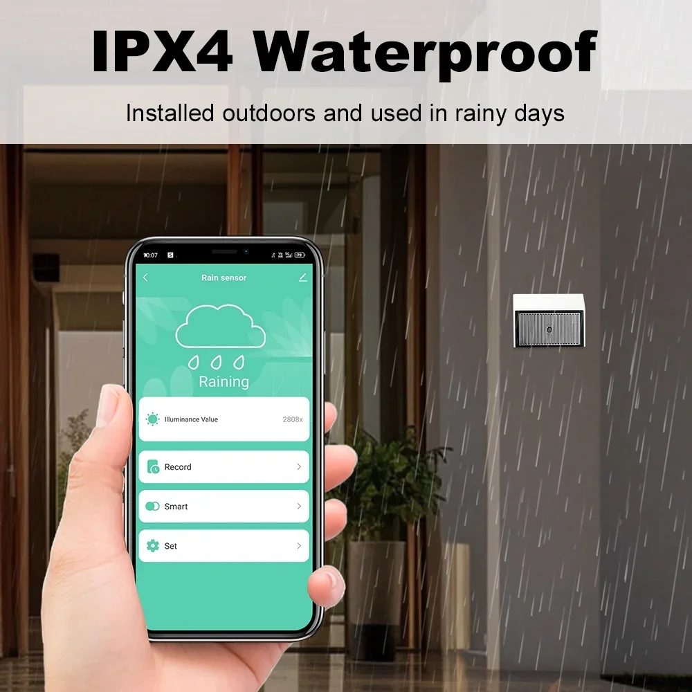 Zigbee Regensensor mit Lichtsensor, IPX4 Outdoor 3