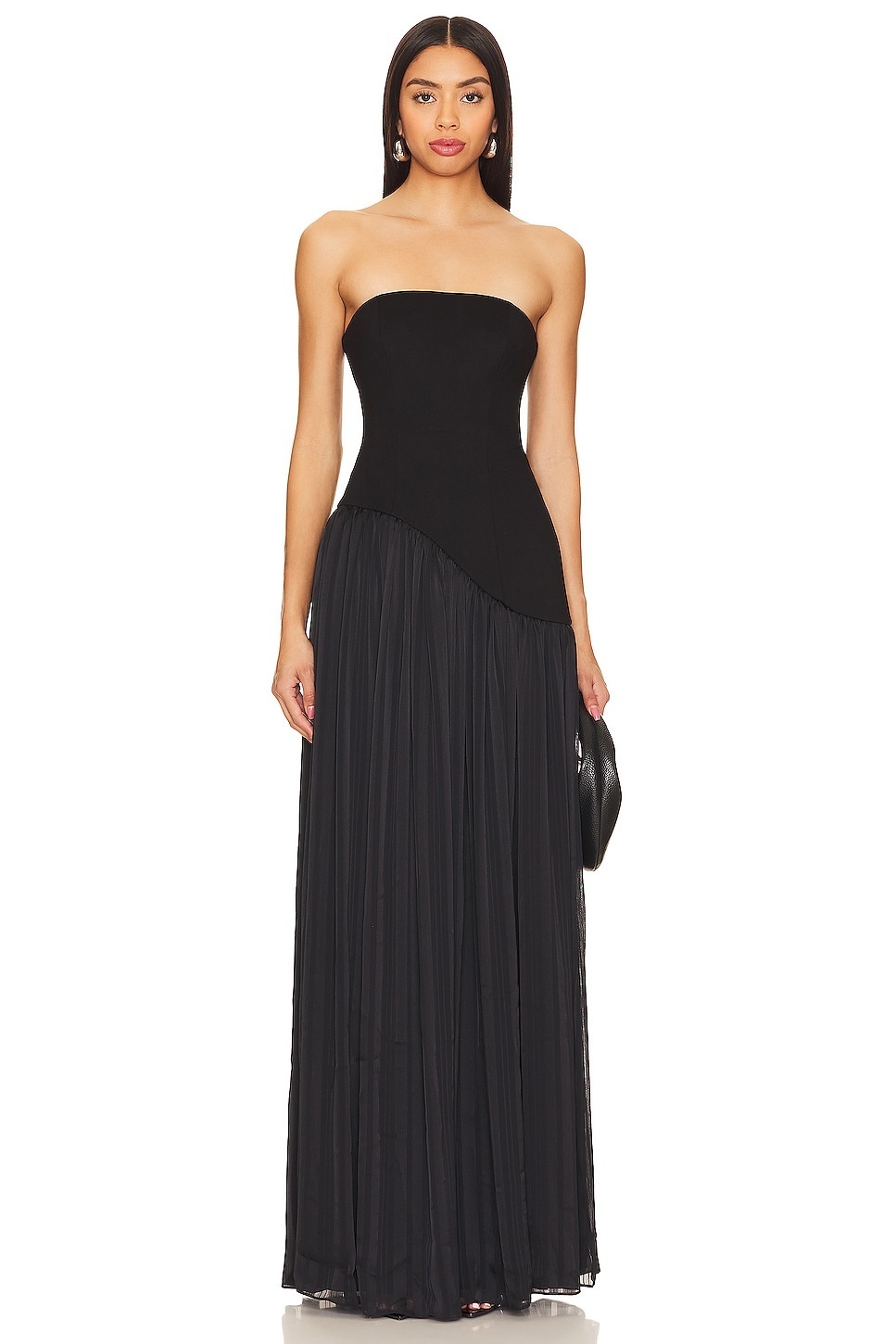 Schulterfreies Chiffon-Maxikleid für Damen 4