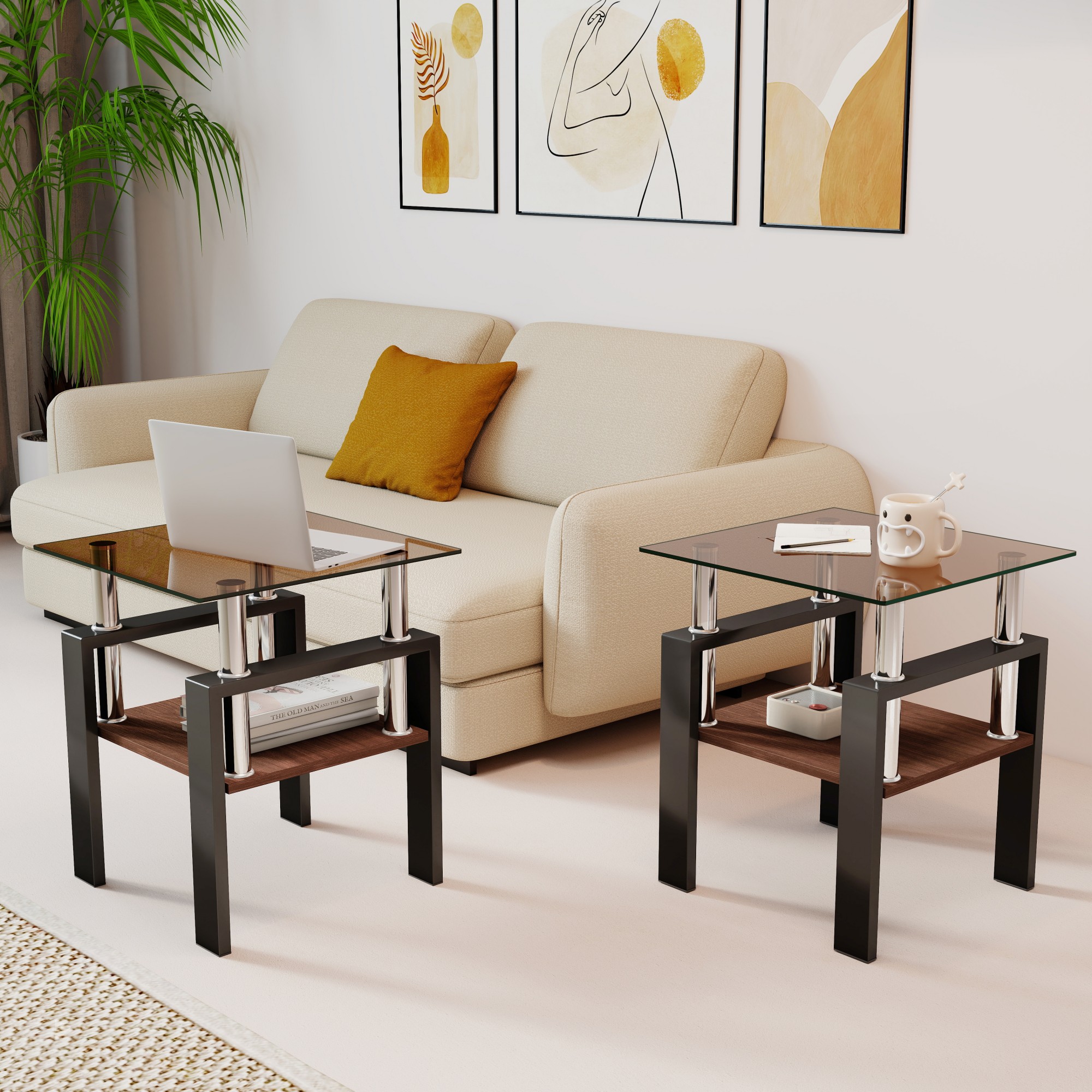 Glas-Beistelltisch Set 4