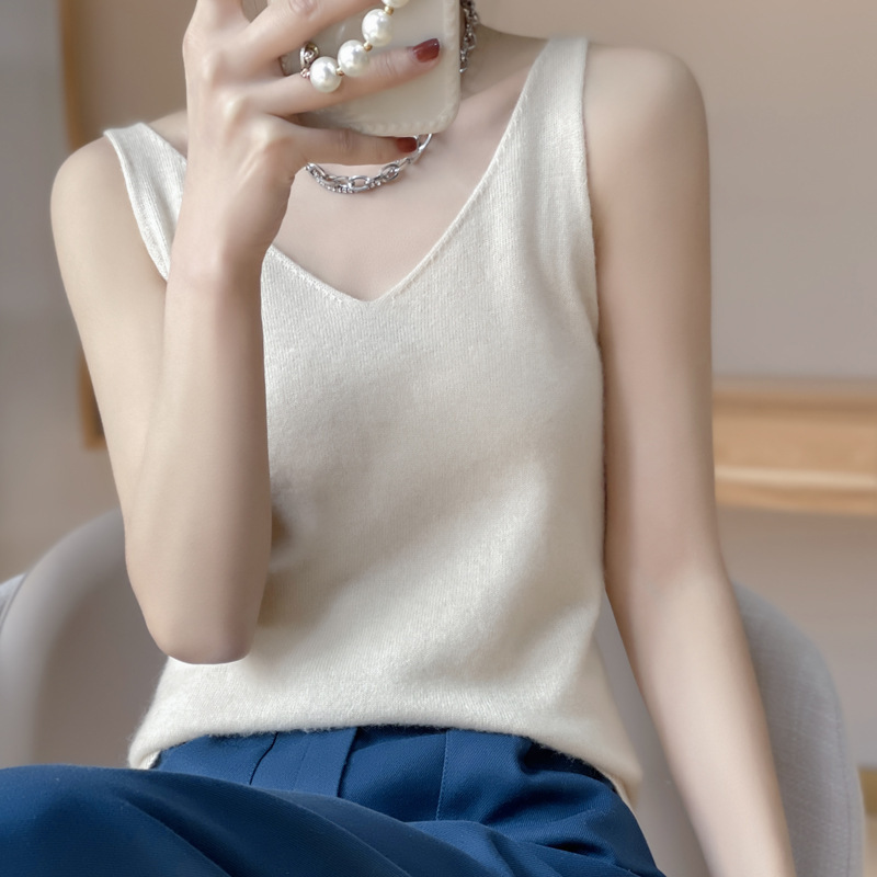 Damen Cashmere-Weste ärmellos, V-Ausschnitt