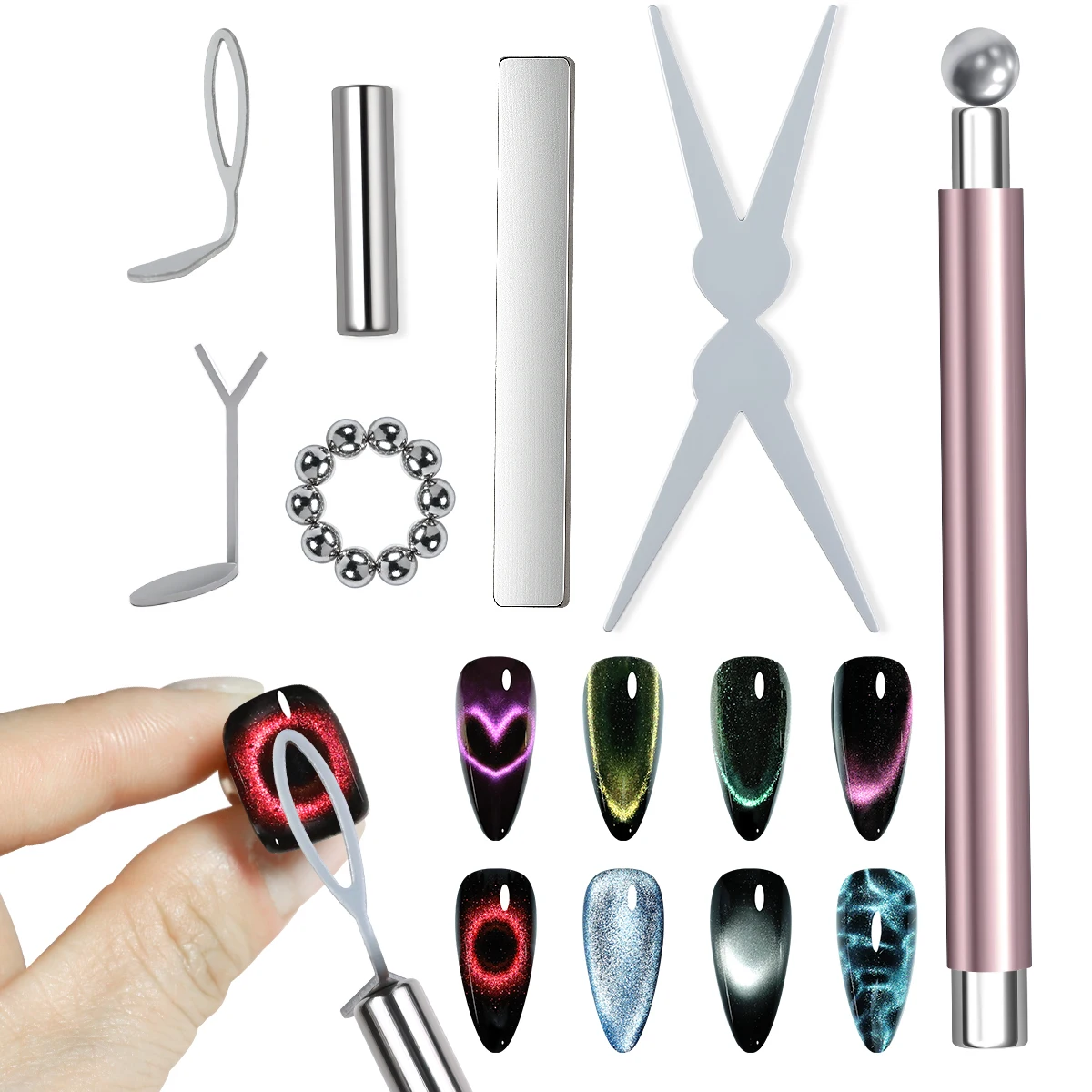 Katzenaugen-Magnet-Set mit Y-Eisen, 3–7-teilig 2