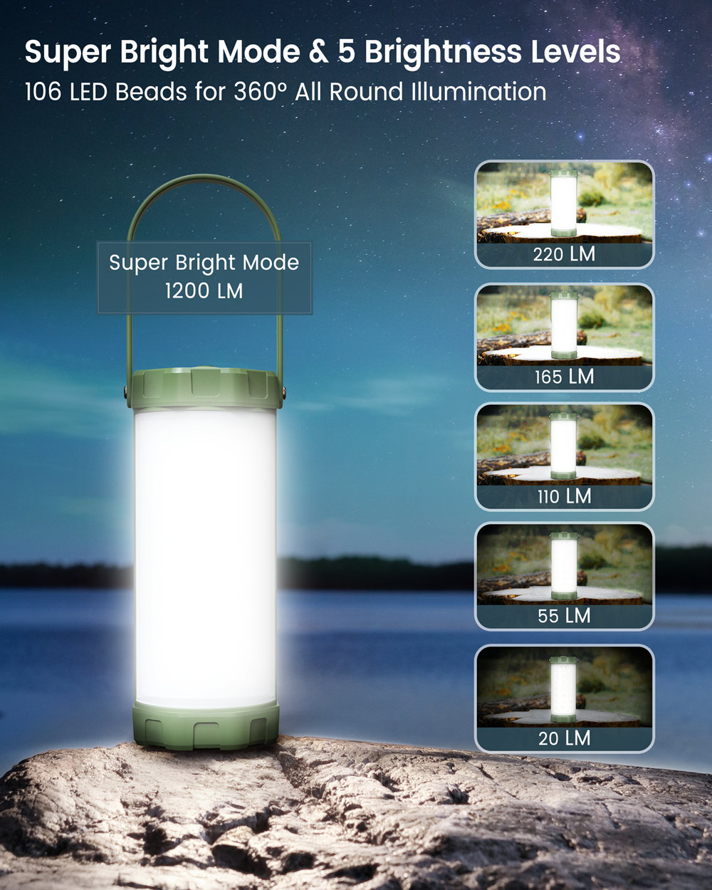 IP68 Outdoor-Campinglaterne 5000mAh wiederaufladbar 2