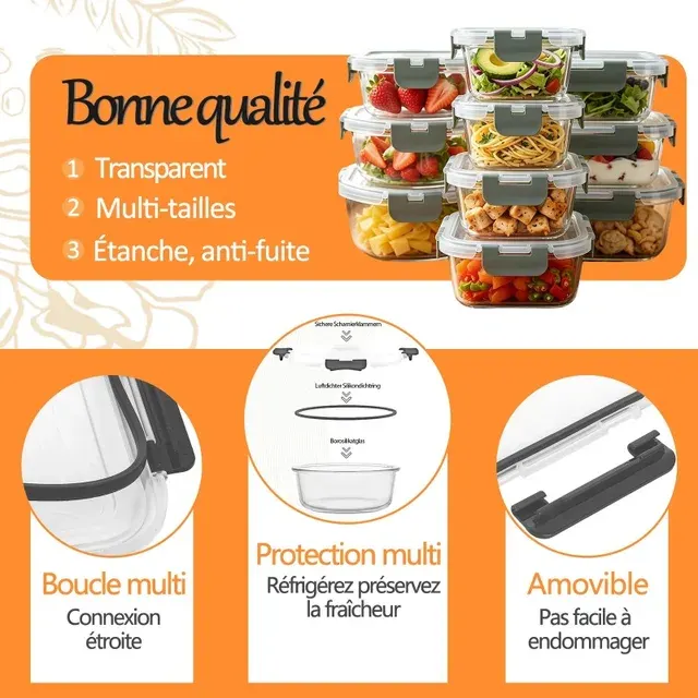 Glas-Meal-Prep-Behälter-Set 4