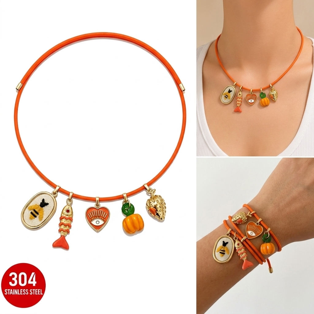 Magnetische Edelstahl-Choker-Kette mit Anhängern