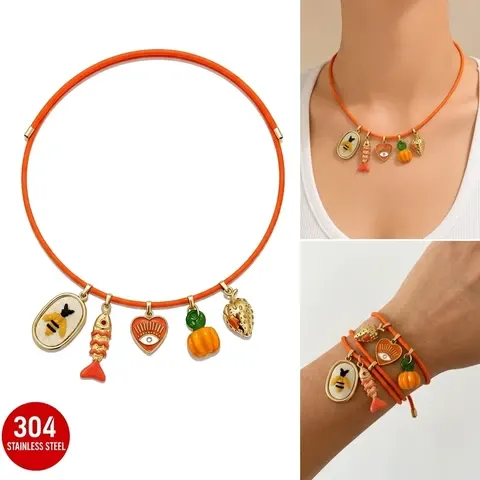 Magnetische Edelstahl-Choker-Kette mit Anhängern