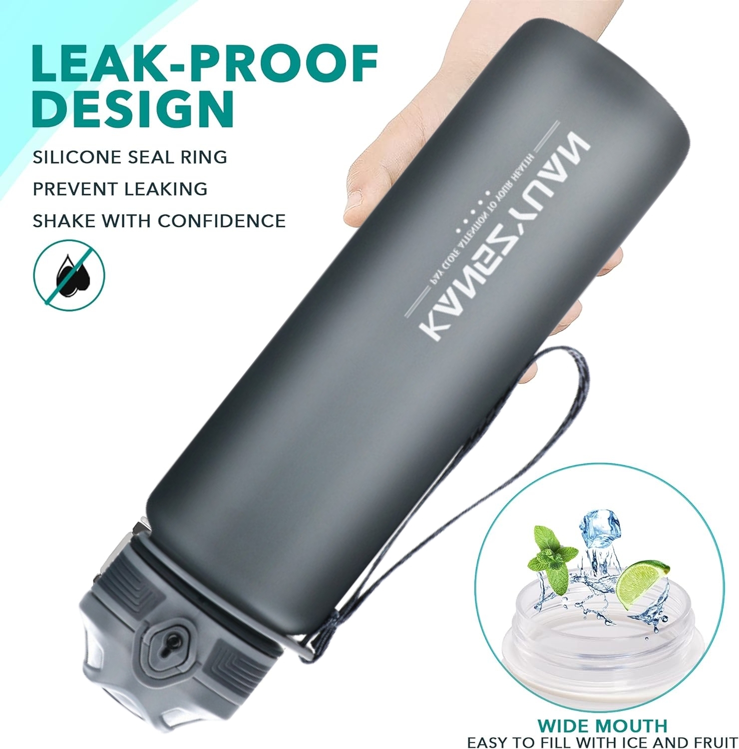 Auslaufsichere Tritan Sportflasche mit Zeitmarkierung 3